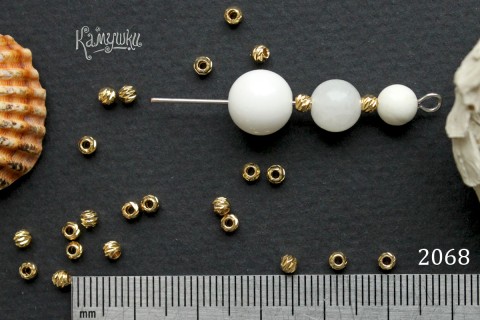 Бусина-шар с насечками, 2х3 мм, №2068, 1 шт