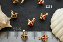Подвеска "меркаба ажурная" 10 мм с красной вставкой, №2251, 1 шт Подвеска "меркаба ажурная" 10 мм с красной вставкой, №2251, 1 шт