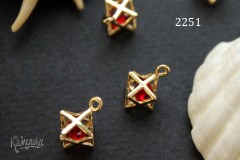 Подвеска "меркаба ажурная" 10 мм с красной вставкой, №2251, 1 шт Подвеска "меркаба ажурная" 10 мм с красной вставкой, №2251, 1 шт