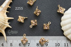 Подвеска "меркаба ажурная" 10 мм с розовой вставкой, №2255, 1 шт Подвеска "меркаба ажурная" 10 мм с розовой вставкой, №2255, 1 шт