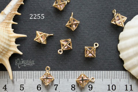 Подвеска "меркаба ажурная" 10 мм с розовой вставкой, №2255, 1 шт