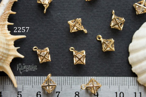 Подвеска "меркаба ажурная" 10 мм с прозрачной вставкой, №2257, 1 шт
