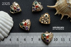 Подвеска "сердце объемное" с фигурными вставками 16 мм, №2325, 1 шт Подвеска "сердце объемное" с фигурными вставками 16 мм, №2325, 1 шт