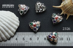 Подвеска "сердце объемное" с фигурными вставками 16 мм, №2326, 1 шт