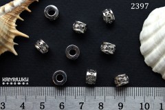 Бусина-рондель узор с фианитами, 5х7 мм, №2397, 1 шт