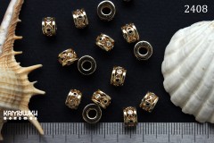 Бусина-рондель узор с фианитами, 5х7 мм, №2408, 1 шт