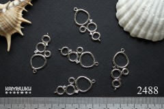 Коннектор с фианитами "пузыри", 13х31 мм, №2488, 1 шт