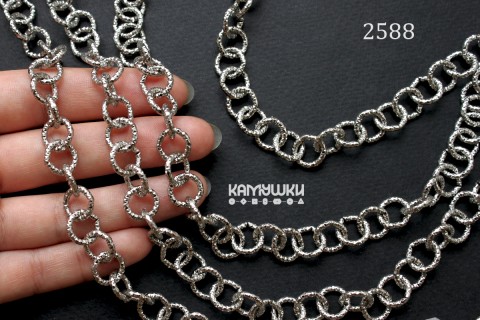 Цепь фигурная "рельефные кольца" 10 мм, №2588-0920, отрезок 50 см Цепь фигурная "рельефные кольца" 10 мм, №2588-0920, отрезок 50 см