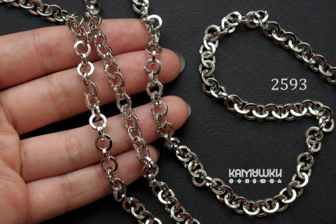 Цепь фигурная, круглое звено 6 мм, №2593, отрезок 25 см Цепь фигурная, круглое звено 6 мм, №2593, отрезок 25 см