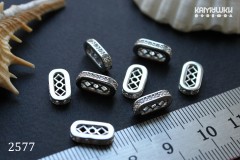 Коннектор-расширитель овальный на 3 нити, с фианитами, 6х11 мм, №2577, 1 шт Коннектор-расширитель овальный на 3 нити, с фианитами, 6х11 мм, №2577, 1 шт