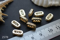 Коннектор-расширитель овальный на 3 нити, с фианитами, 6х11 мм, №2578, 1 шт Коннектор-расширитель овальный на 3 нити, с фианитами, 6х11 мм, №2578, 1 шт
