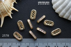 Коннектор-расширитель овальный на 3 нити, с фианитами, 6х11 мм, №2578, 1 шт Коннектор-расширитель овальный на 3 нити, с фианитами, 6х11 мм, №2578, 1 шт
