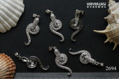 Подвеска "змея" с фианитами, 12х30 мм, №2694-0920, 1 шт