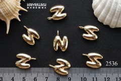 Подвеска объемные буквы, "N", 13х14 мм, №2536, 1 шт Подвеска объемные буквы, "N", 13х14 мм, №2536, 1 шт