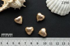Бусина "сердце рельефное", 14х14 мм, №2390, 1 шт
