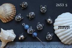 Бусина фигурная "голова волчицы" сталь, №2653S-0920 , 1 шт Бусина фигурная "голова волчицы" сталь, №2653S-0920 , 1 шт