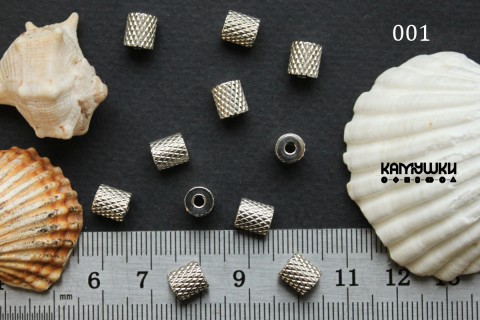 Бусина-цилиндр с насечками 6х7 мм сталь, №2659S-0920, 1 шт