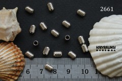 Бусина-цилиндр с насечками 4х6 мм сталь, №2661S-0920, 1 шт