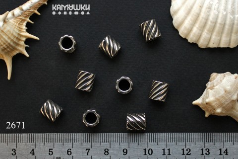 Рондель с узором "зебра" сталь 9х10 мм, №2671S-0920, 1 шт