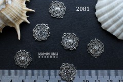 Коннектор "мандала с фианитом" 14х16 мм №2081-0920, 1 шт
