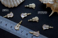Коннектор с перламутром "гитара" 9х18 мм, №2851-0920, 1 шт