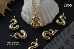Подвеска объемные буквы, "S", 12х14 мм, №2805, 1 шт