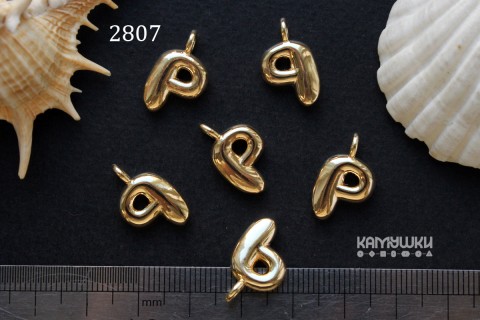 Подвеска объемные буквы, "P", 11х14 мм, №2807, 1 шт
