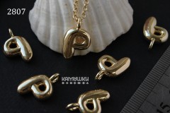 Подвеска объемные буквы, "P", 11х14 мм, №2807, 1 шт