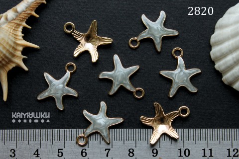 Подвеска "морская звезда" с серой эмалью, 18х22 мм, №2820-25, 1 шт