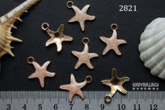 Подвеска "морская звезда" с бежево-розовой эмалью, 18х22 мм, №2821-25, 1 шт