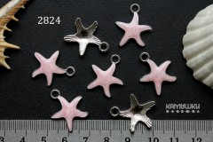 Подвеска "морская звезда" с розовой эмалью, 18х22 мм, №2824-25, 1 шт