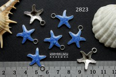 Подвеска "морская звезда" с синей эмалью, 18х22 мм, №2823-25, 1 шт Подвеска "морская звезда" с синей эмалью, 18х22 мм, №2823-25, 1 шт