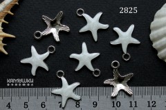 Подвеска "морская звезда" с белой эмалью, 18х22 мм, №2825-25, 1 шт