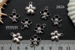Подвеска "цветок" с черной эмалью, 13х16 мм, №2826-25, 1 шт Подвеска "цветок" с черной эмалью, 13х16 мм, №2826-25, 1 шт