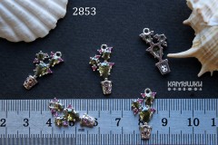 Подвеска "кактус" с фианитами, 10х21 мм, №2853-0920, 1 шт