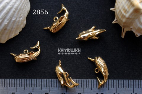 Подвеска 3D "кит-нарвал", 9х20 мм, №2856, 1 шт