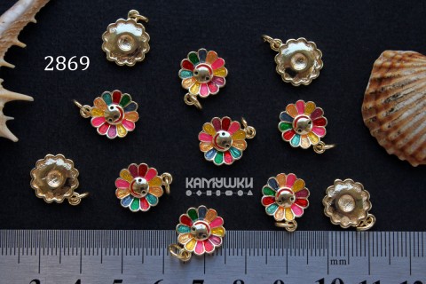 Подвеска "ромашка с цветной эмалью", 2х12 мм, №2869-0920, 1 шт