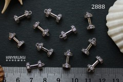 Подвеска 3D "гантель" с фианитами 5х13 мм, №2888-0920, 1 шт