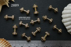 Подвеска 3D "гантель" с фианитами 5х13 мм, №2889-0920, 1 шт