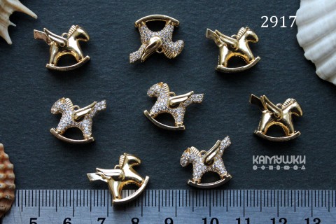 Подвеска 3D "пегас" с фианитами №2917-0920, 1 шт