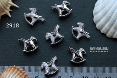 Подвеска 3D "пегас" с фианитами №2918-0920, 1 шт