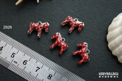 Подвеска 3D "фигурка лошади", с красной эмалью, 12х13 мм, №2928-0920, 1 шт