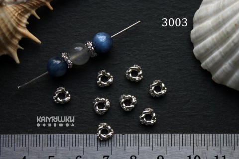 Бусина-рондель "витое кольцо" с фианитами, №3003, 1 шт