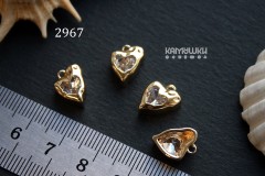 Подвеска "сердце" со стеклом, 9х12 мм, №2967, 1 шт Подвеска "сердце" со стеклом, 9х12 мм, №2967, 1 шт