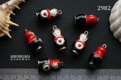 Подвеска 3D "Матрешка", черно-красная эмаль, 10х20 мм, №2982-0920, 1 шт