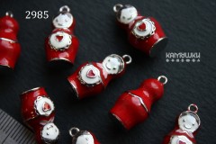 Подвеска 3D "Матрешка", красная эмаль, 10х20 мм, №2985-0920, 1 шт