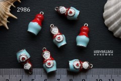 Подвеска 3D "Матрешка", красно-голубая эмаль, 10х20 мм, №2986-0920, 1 шт