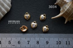 Подвеска "сердце с фианитами", 7х8 мм, №3034, 1 шт Подвеска "сердце с фианитами", 7х8 мм, №3034, 1 шт