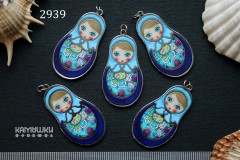 Подвеска "матрешка" сине-голубая, №2939-0920, 1 шт