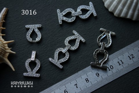 Застежка многорядная с фианитами 12х32 мм, №3016, 1 шт